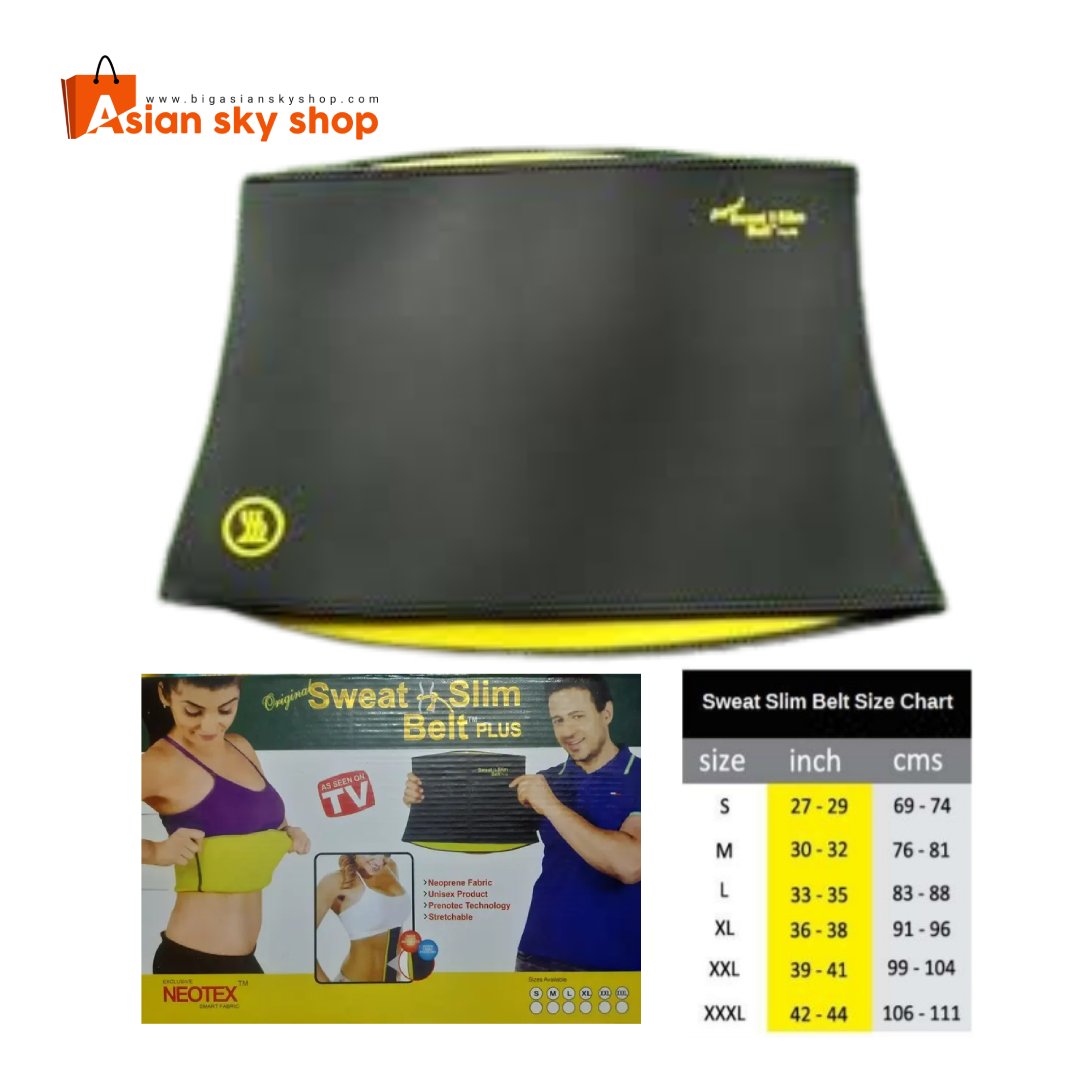 Front and back view of Original Sweat Slim Belt Plus neoprene waist belt