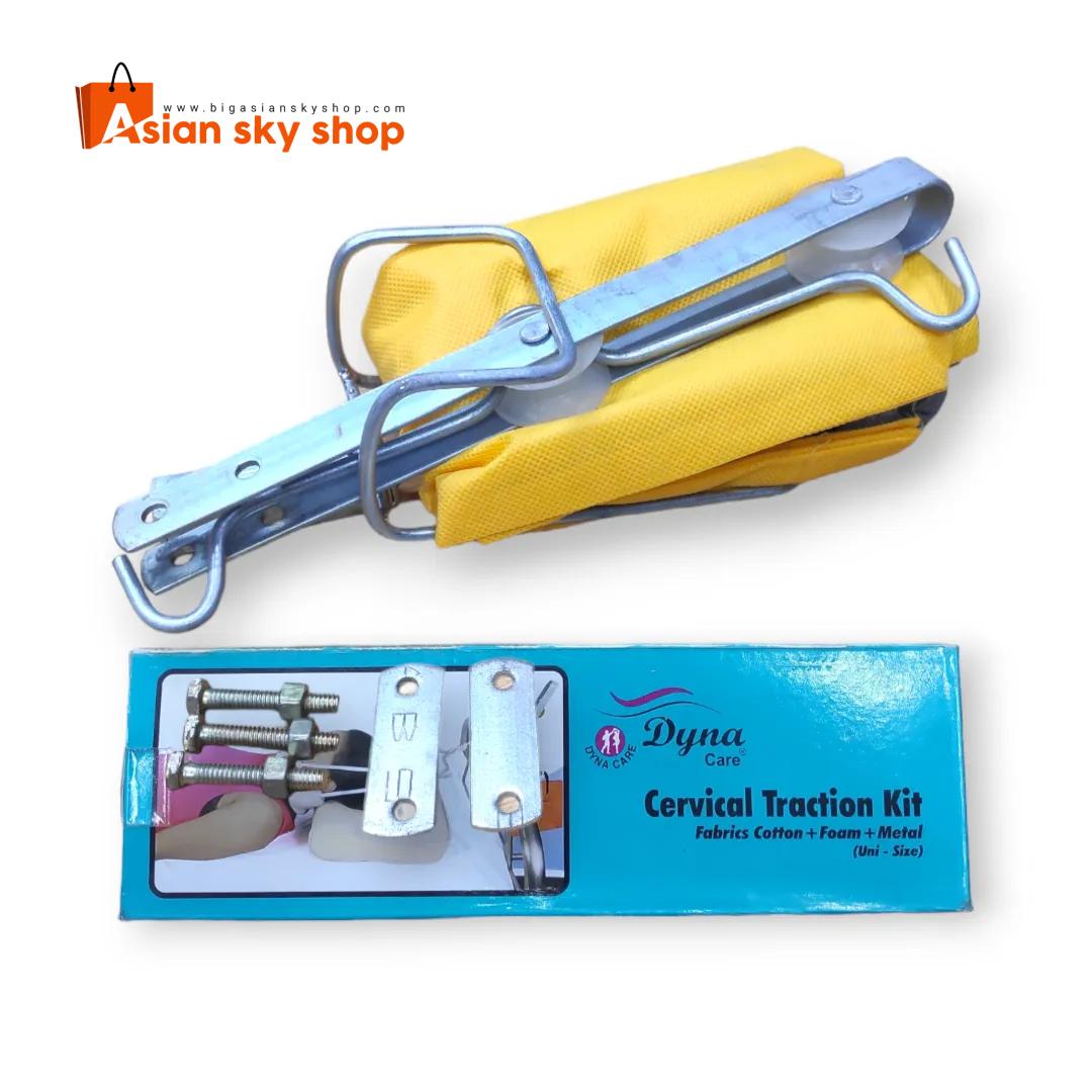 Cervical Traction Set – Dyna Care Cervical Traction Set Dyna Care neck traction device in use for cervical spondylosis relief