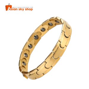 Golden magnetic bracelet for pain relief adjustable therapy bracelet