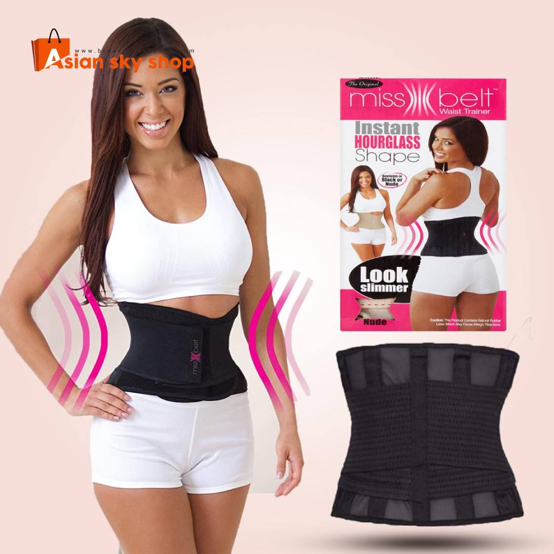 Miss Belt Black Body Shaper for women with dual compression waist cincher