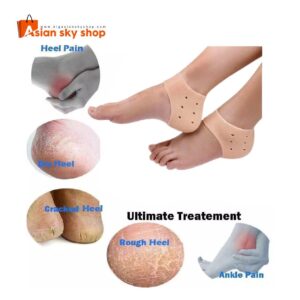 Silicone heel protector set for cracked heels and heel pain