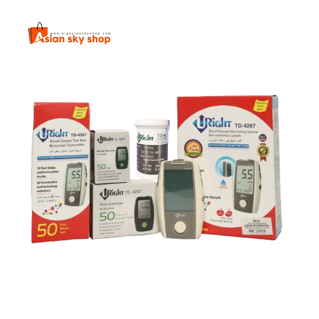 URight Blood Glucose Monitor Digital glucometer machine with test strips and lancing device