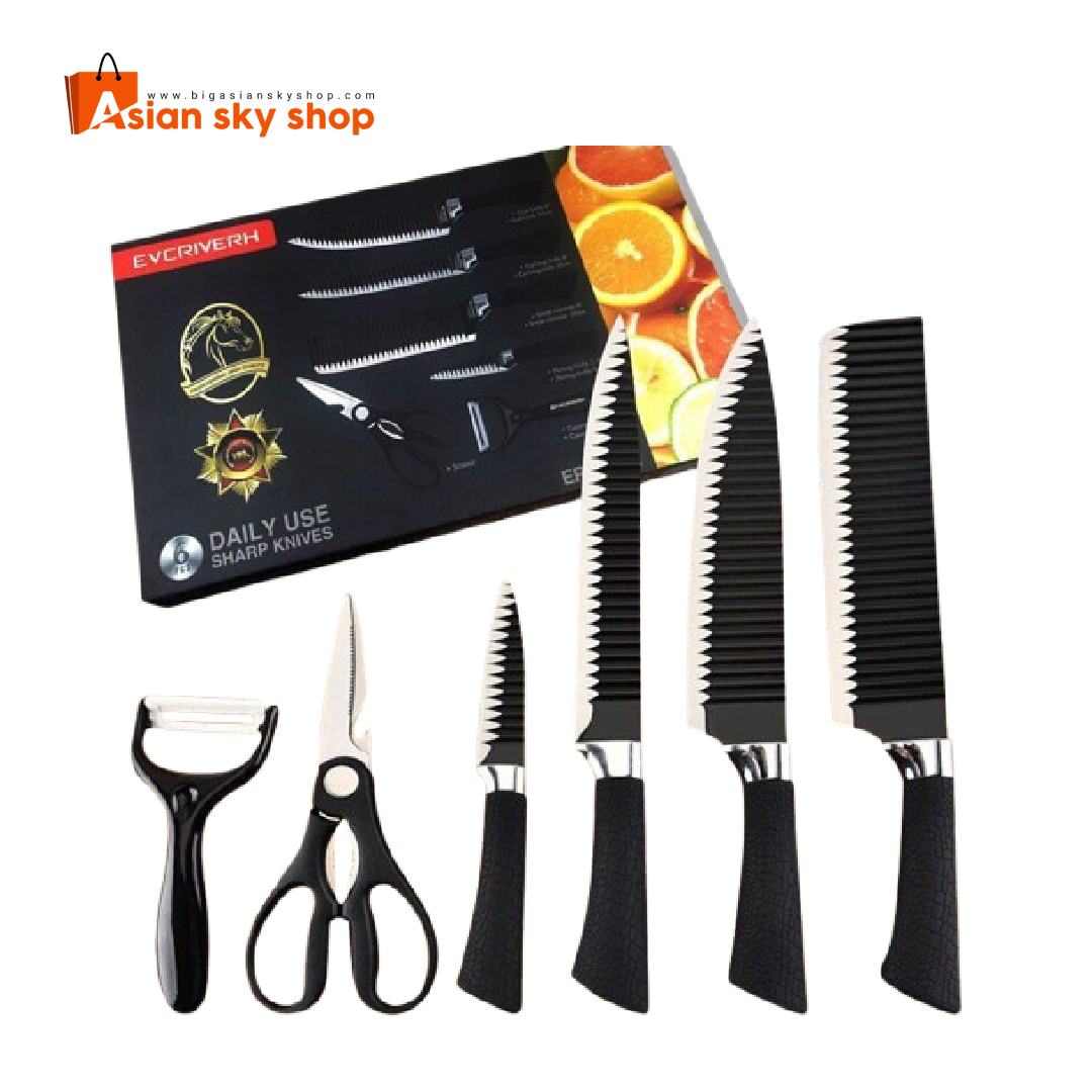 6 pieces stainless steel knife set for kitchen