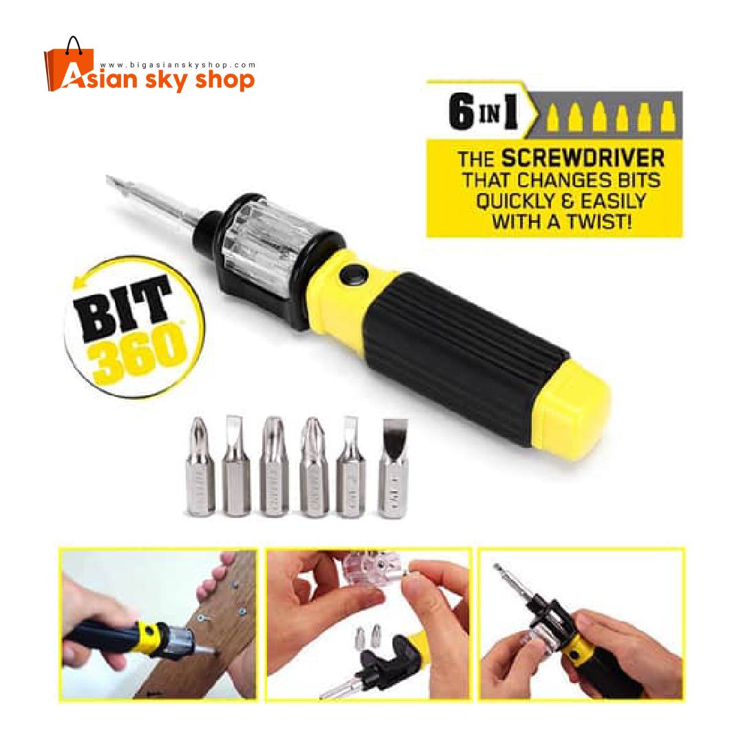 6-in-1 Bit 360 rotating screwdriver for electronics, furniture, and household repairs