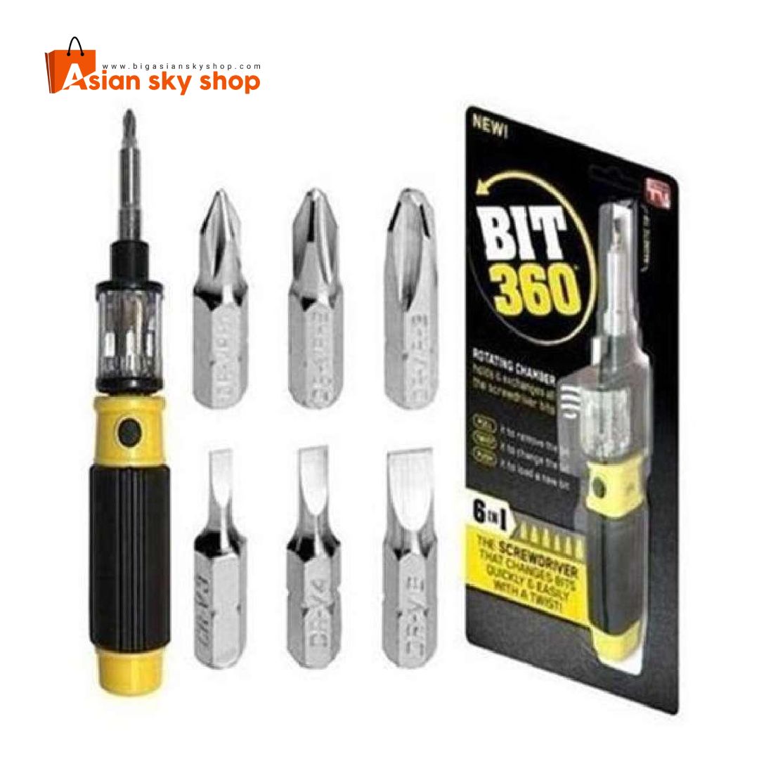 Bit 360 Screwdriver 6-in-1 rotating tool with interchangeable bits for DIY and home repair