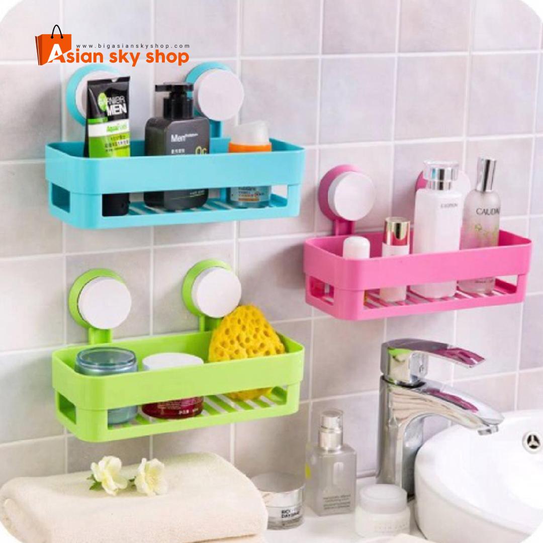 Bathroom shelf with strong suction cups
