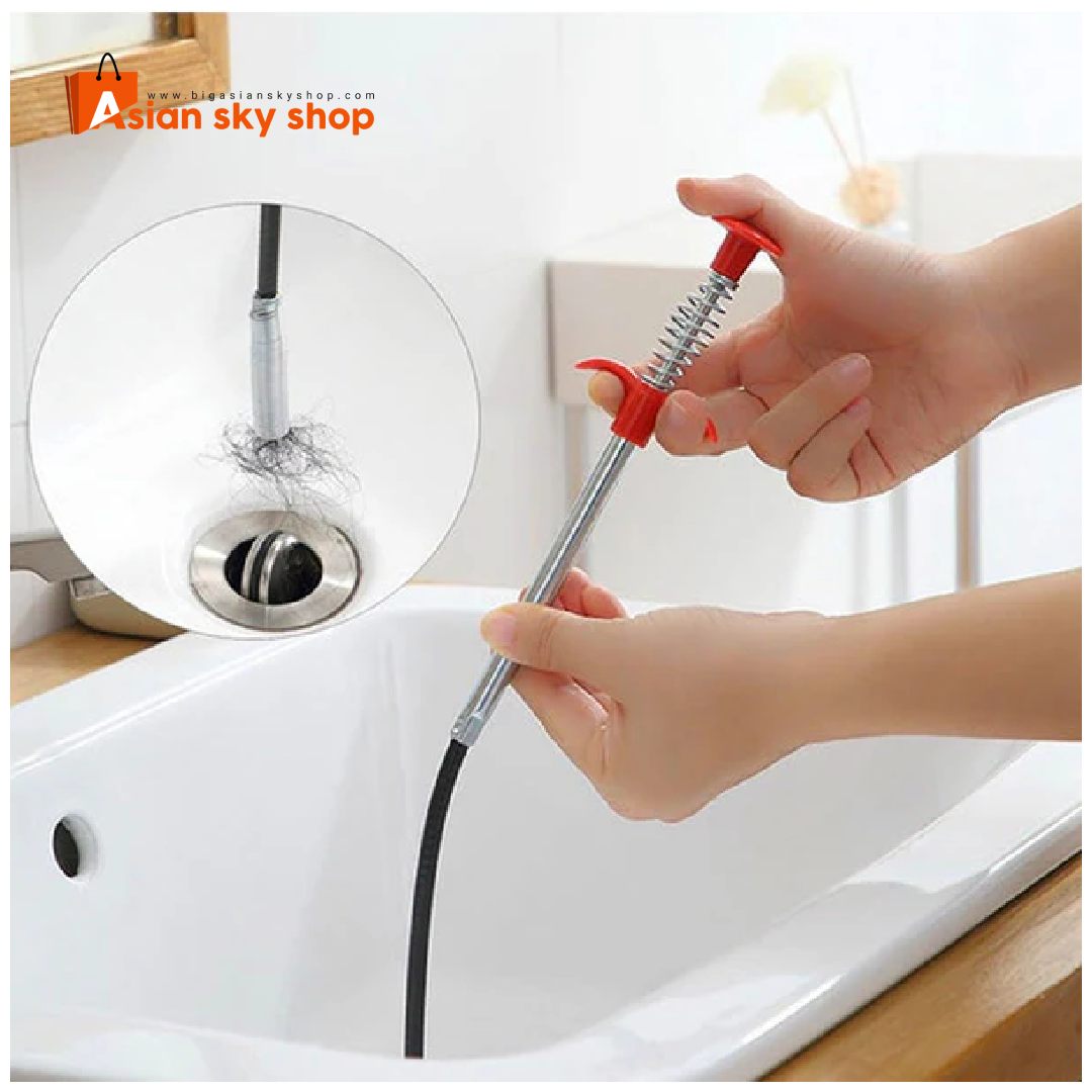 long flexible drain cleaner tool for bathroom