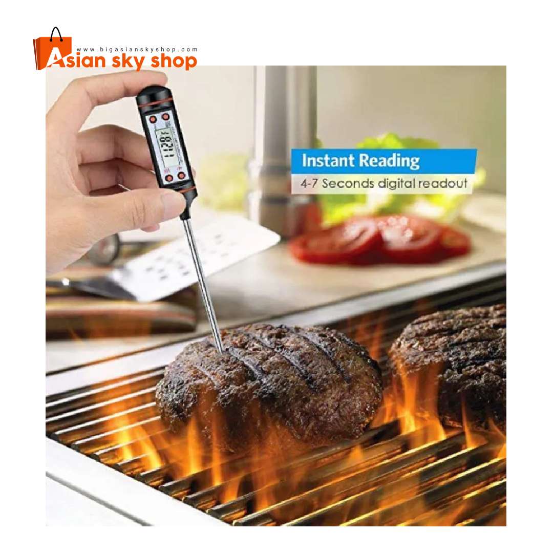 Instant read meat thermometer for BBQ grilling and cooking
