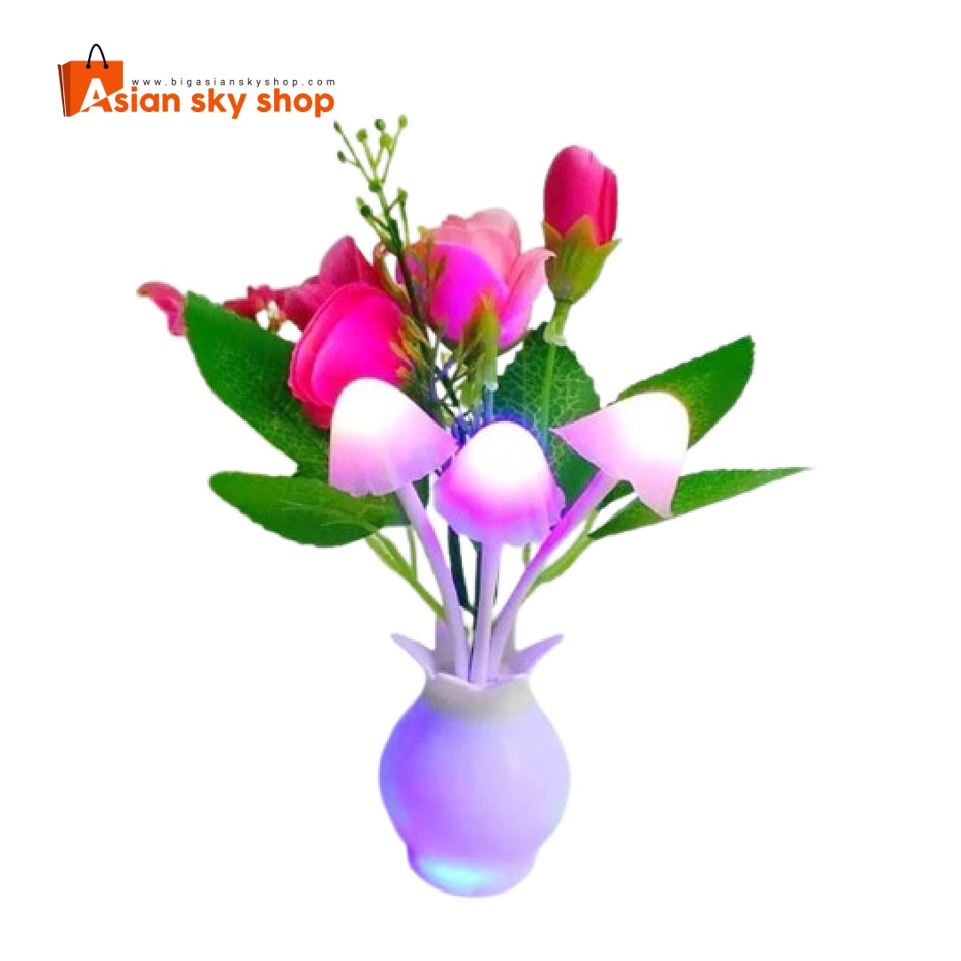 LED mushroom night light with lotus leaf design