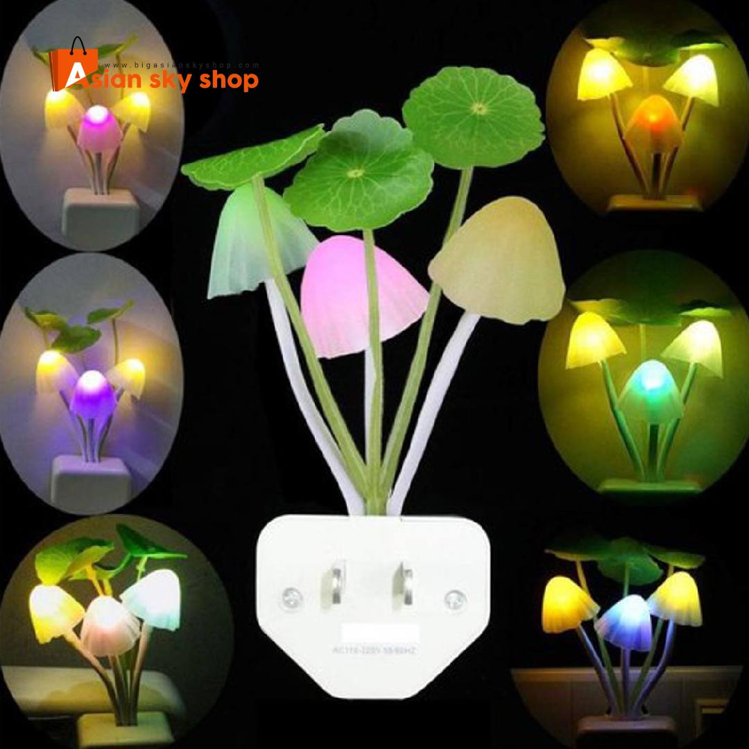 Color changing mushroom LED night light with auto sensor for bedroom and kids room