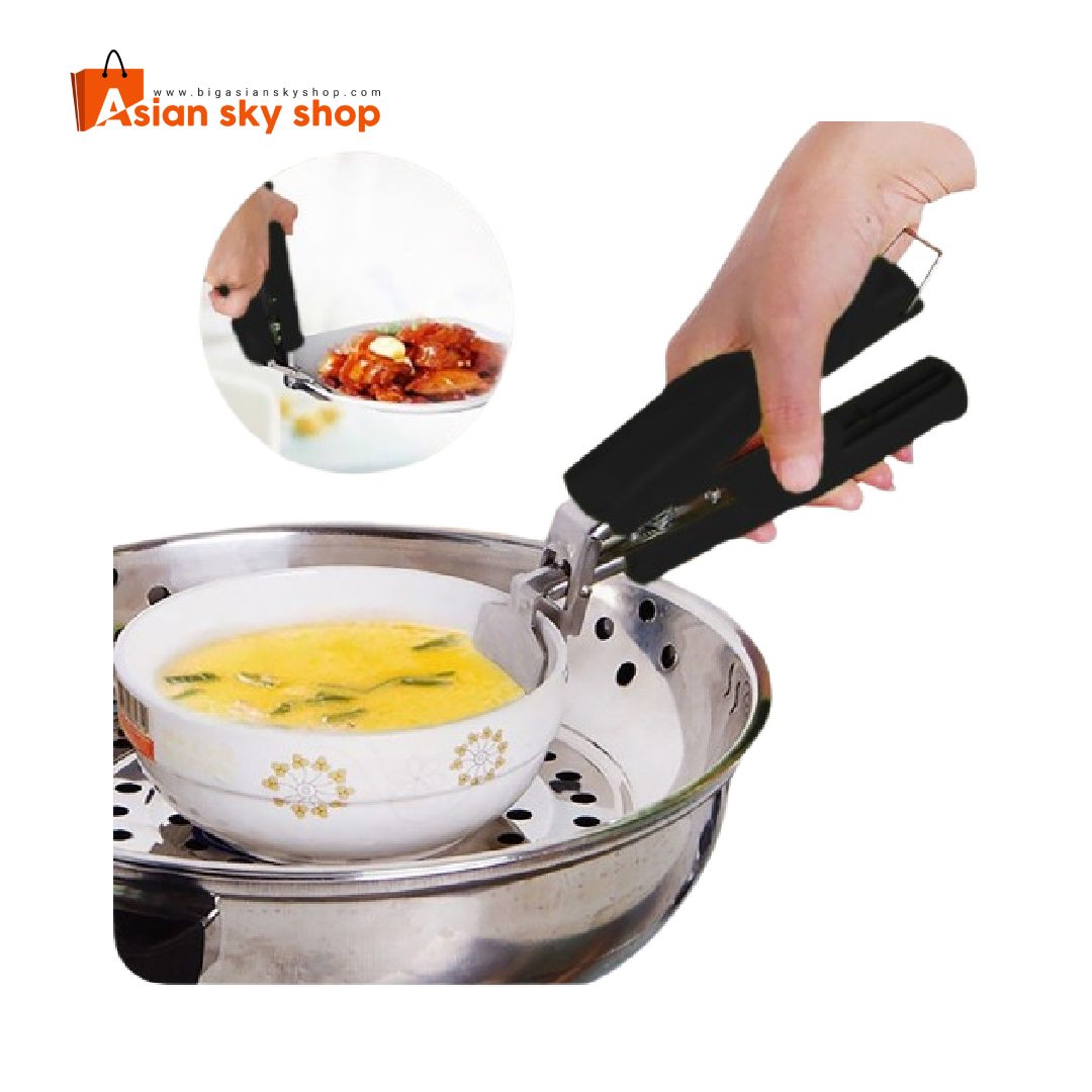 Stainless steel pan gripper lifting hot pots safely