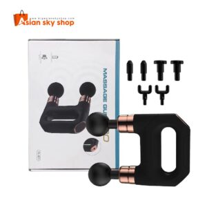 Dual head percussion massage gun with ergonomic handle and adjustable speed settings