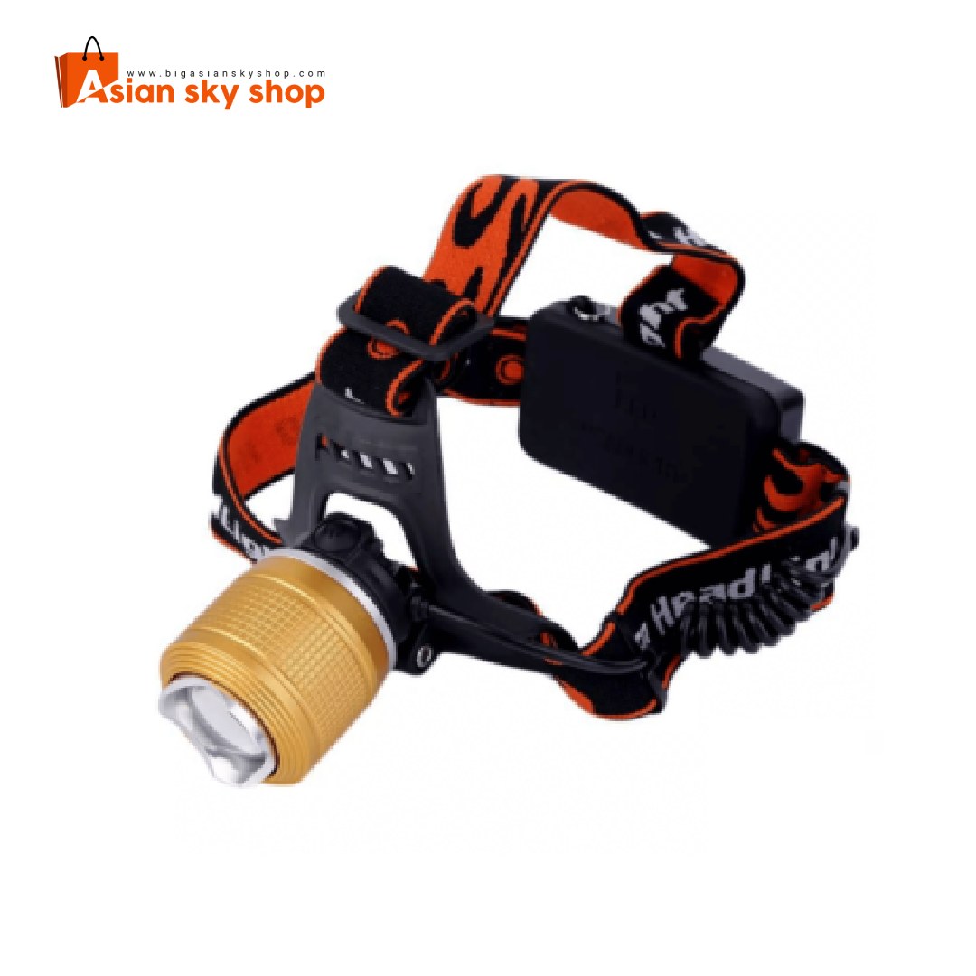 Rechargeable LED head torch light with adjustable strap for outdoor use