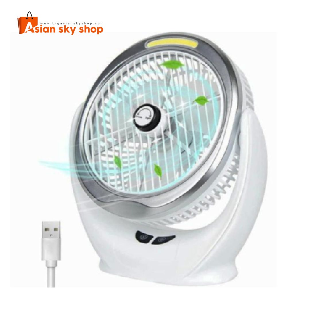 Portable USB desktop fan with LED light for office and home use