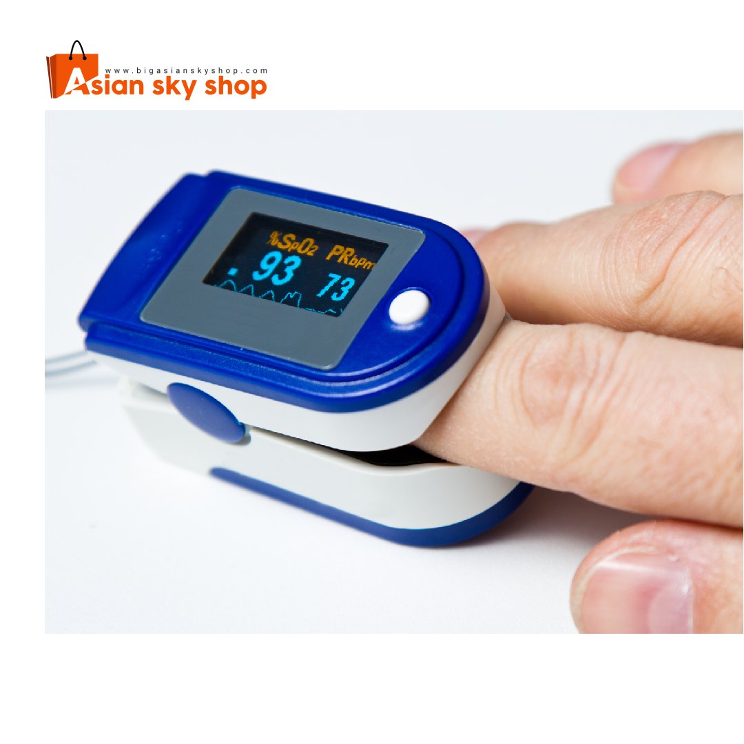 Finger Pulse Oximeter Close-up of Finger Pulse Oximeter LCD screen showing SpO2 and pulse rate