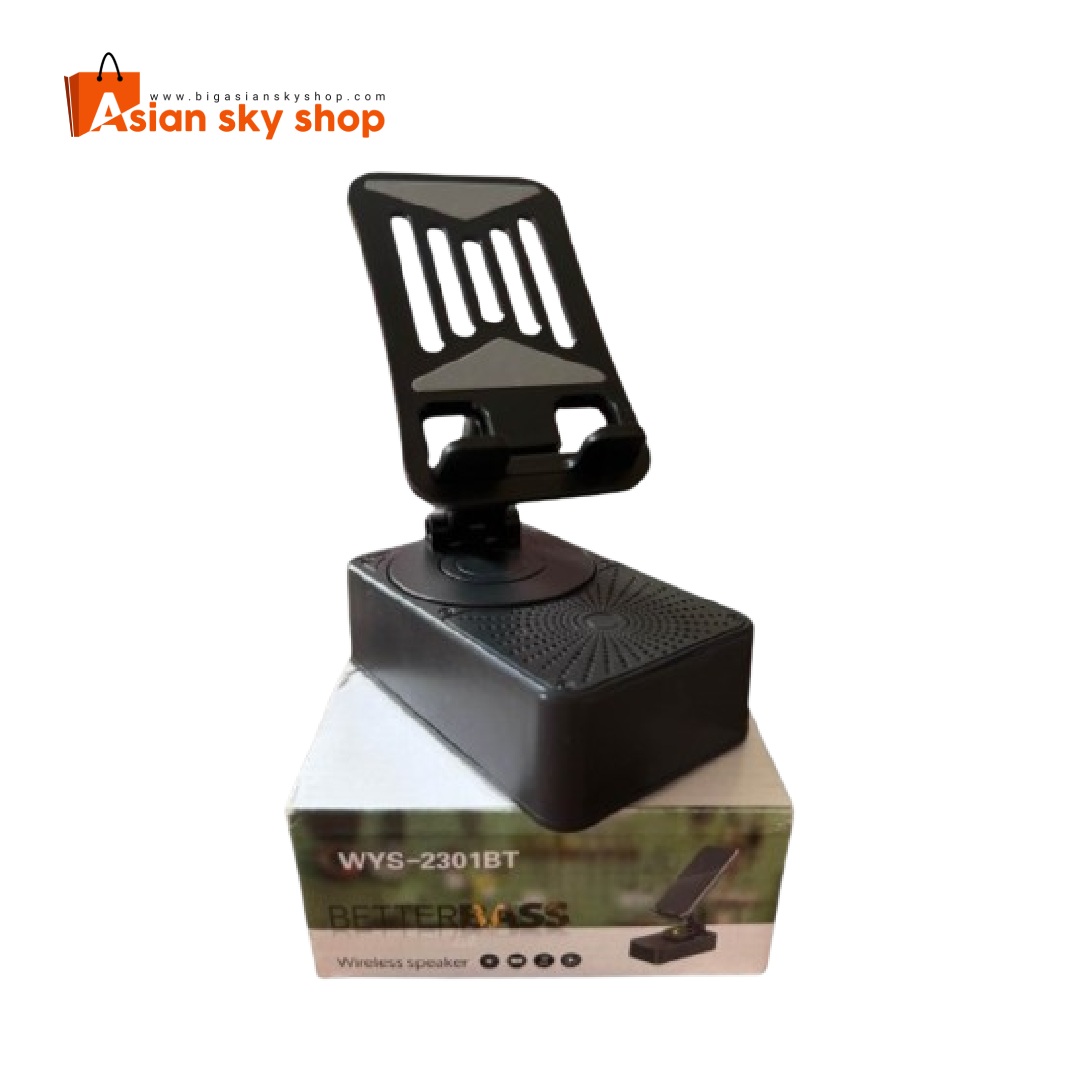 Portable Bluetooth stand speaker with adjustable phone holder