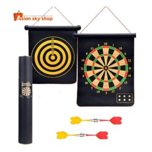 Double sided magnetic dart board two game boards design