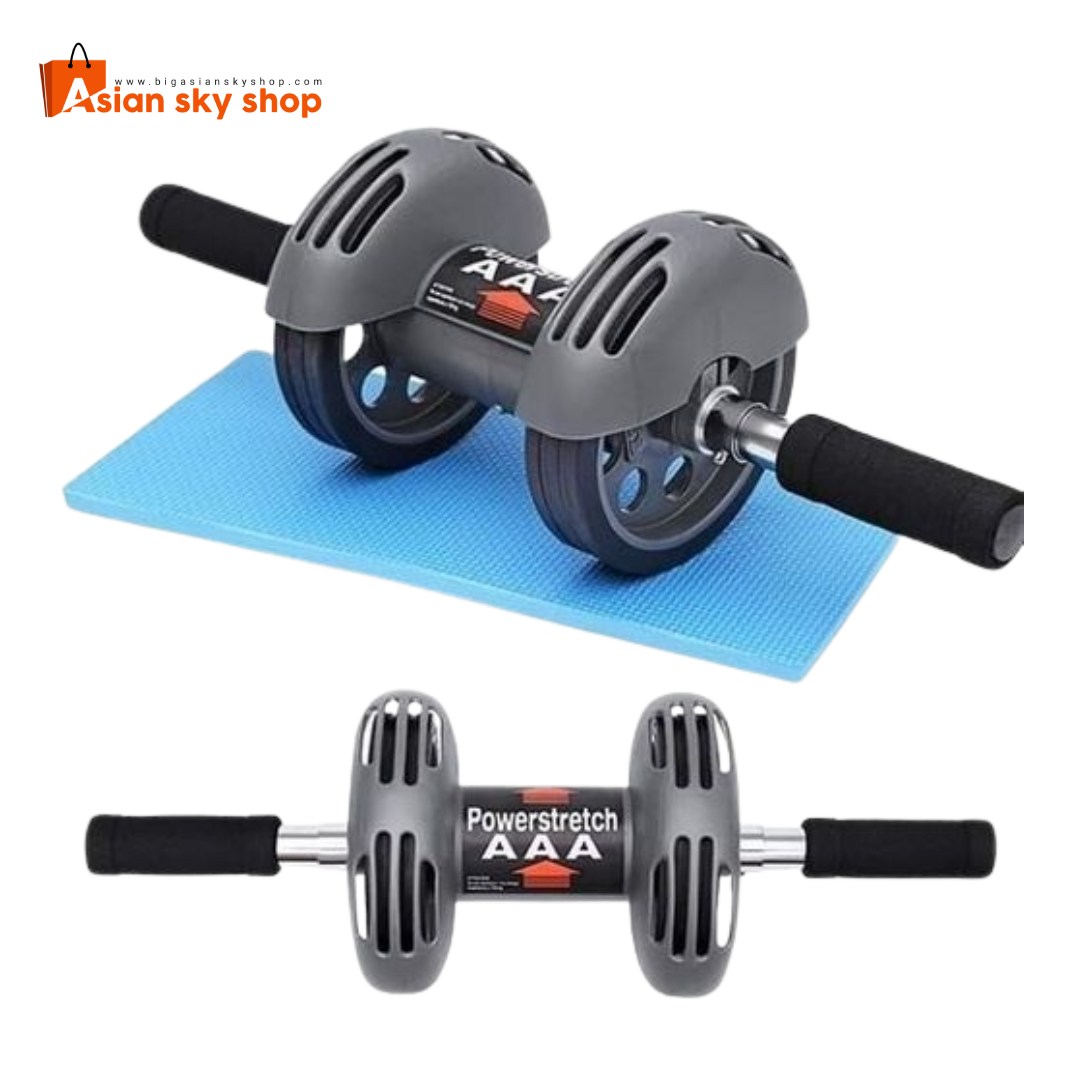 BODY PRO ROLLER Abdominal Workout with latex band and knee pad for core and abs training