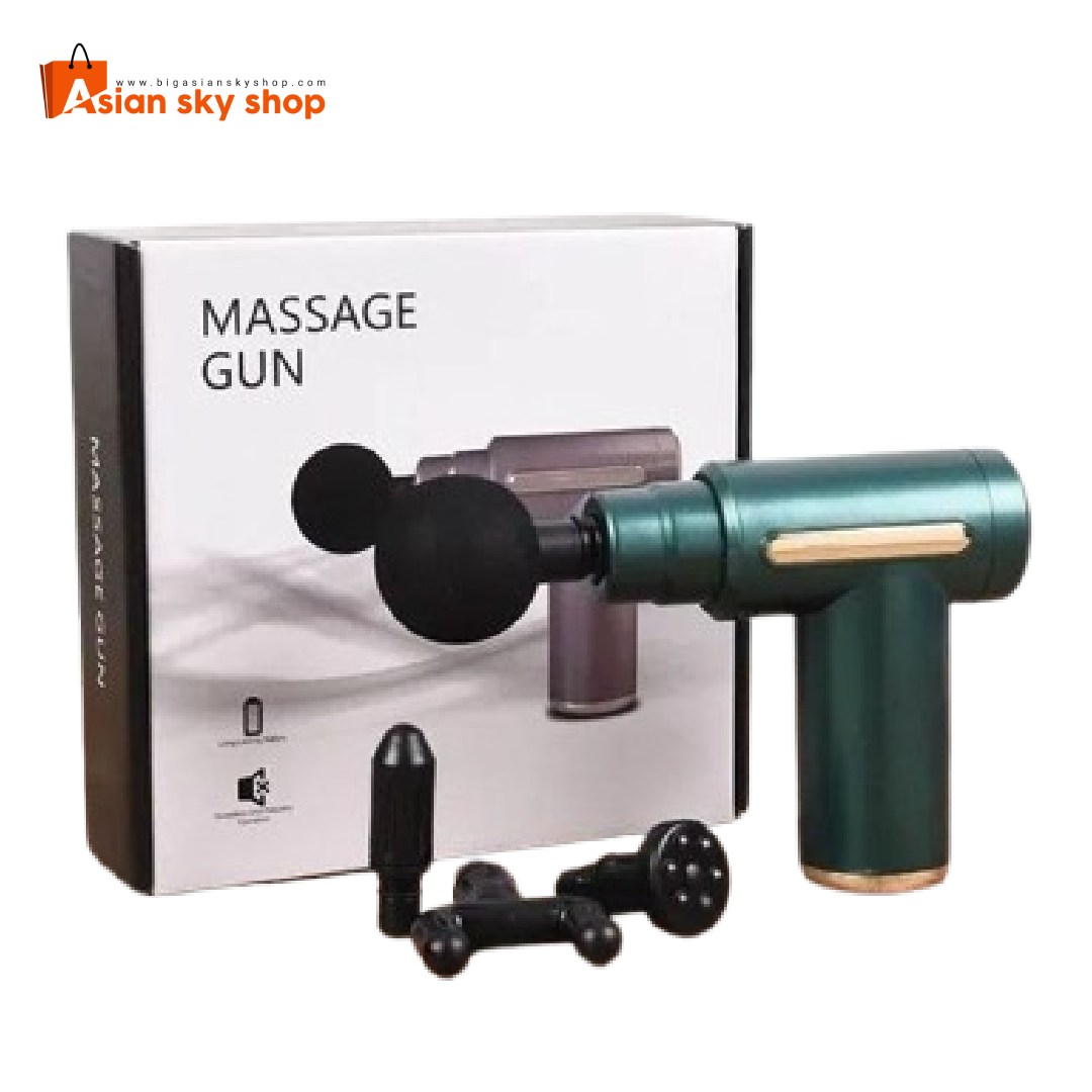 Rechargeable massage gun with 4 specialty heads for muscle relief