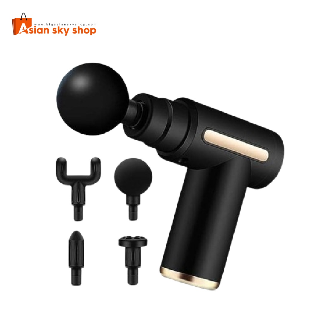 Rechargeable massage gun with 4 specialty heads for muscle relief