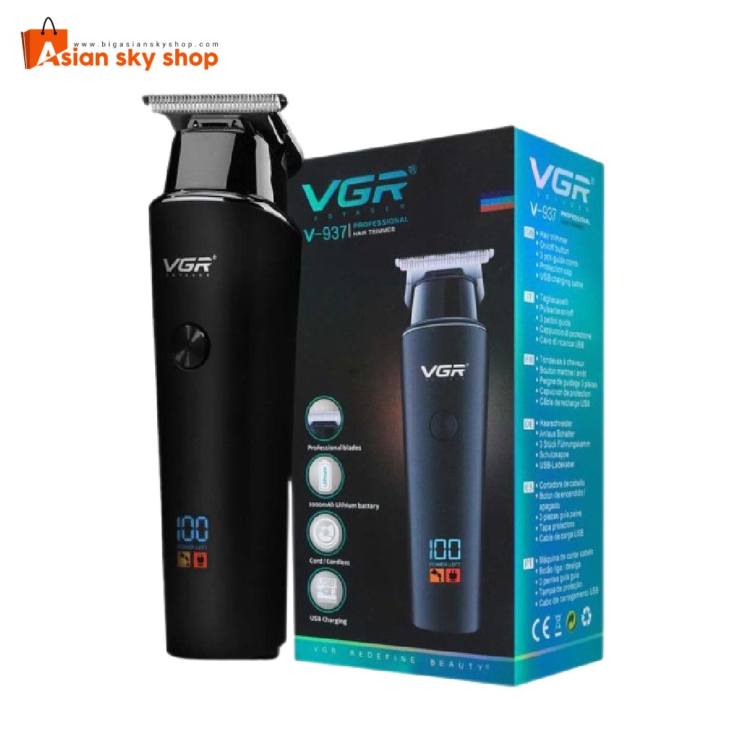 VGR V-937 Hair Trimmer accessories including USB cable and cleaning brush
