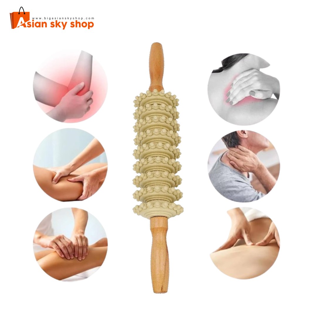 Using Wood Therapy Massage Roller for legs, waist, and arms