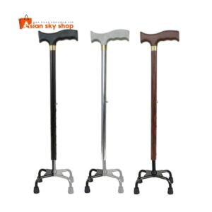 4 Legs Walking Stick with Adjustable Height and Quad Base Support