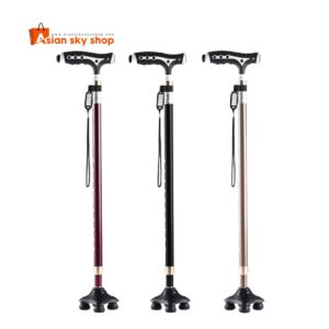 Brown LED Walking Cane with Push Button Height Adjustment