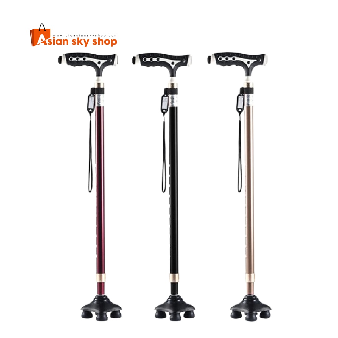 Brown LED Walking Cane for Daily Mobility Brown LED Walking Cane with Push Button Height Adjustment