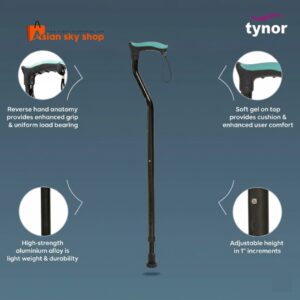 Tynor Walking Cane with Soft Cushion Handle and Lightweight Design